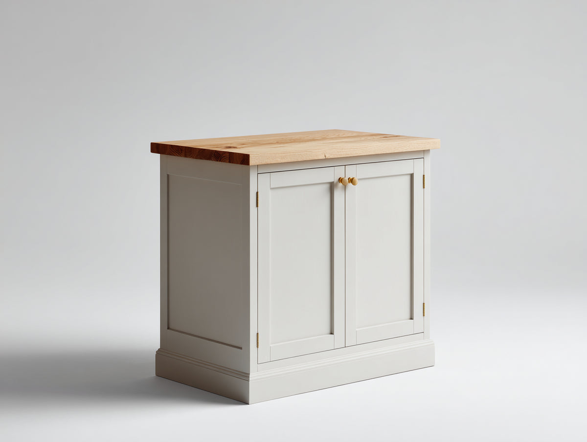 Buffet - Bois - 92 x 44 x 85 cm - Blanc cassé-Bois naturel - Campagne moderne
