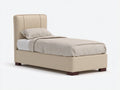 Lit simple - Similicuir - 210x106x103 cm - Beige clair-Brun foncé - Style moderne minimaliste