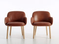 Chaise de salle à manger - Similicuir-Bois - 66 x 64 x 81 cm - Marron cognac-Bois naturel - Moderne