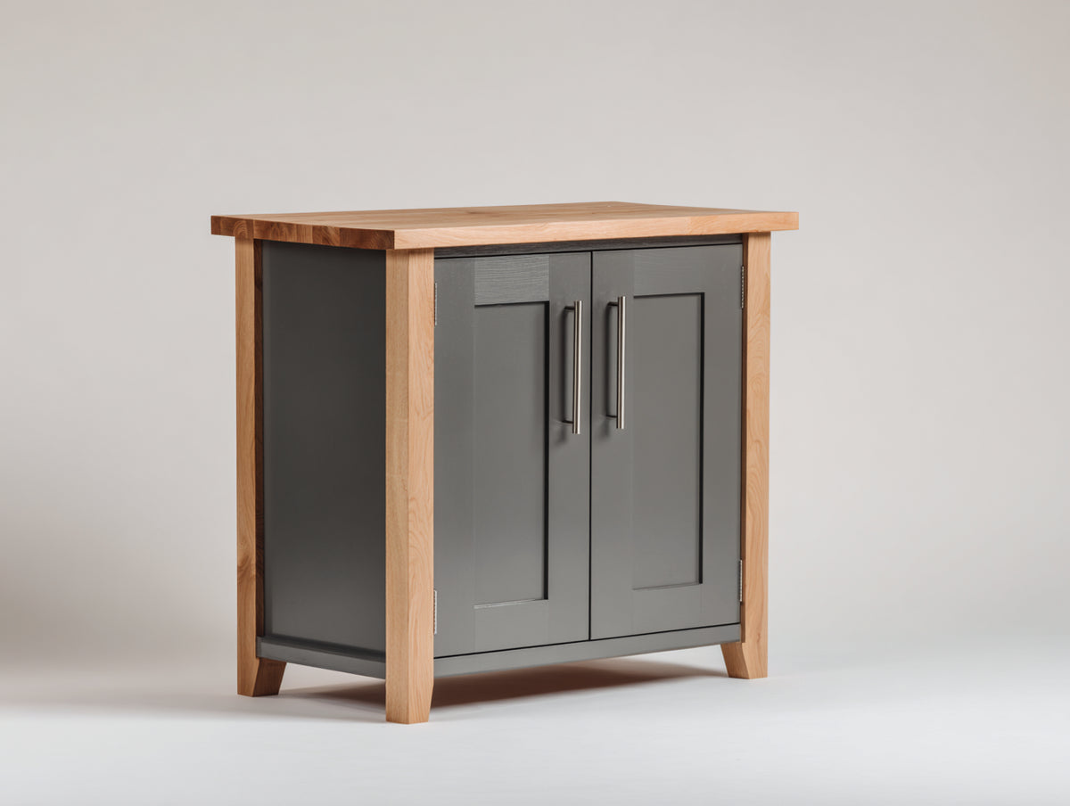 Buffet - Bois - 82 x 41 x 84 cm - Gris ardoise-Bois naturel - Style scandinave industriel