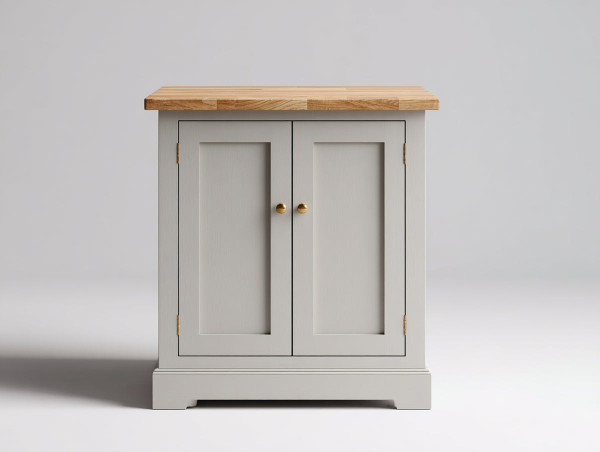 Buffet - Bois - 78 x 40 x 86 cm - Blanc grisé-Bois naturel - Classique épuré