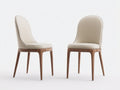 Chaise de salle à manger - Similicuir-Bois - 55 x 59 x 90 cm - Crème-Bois noyer - Classique contemporain