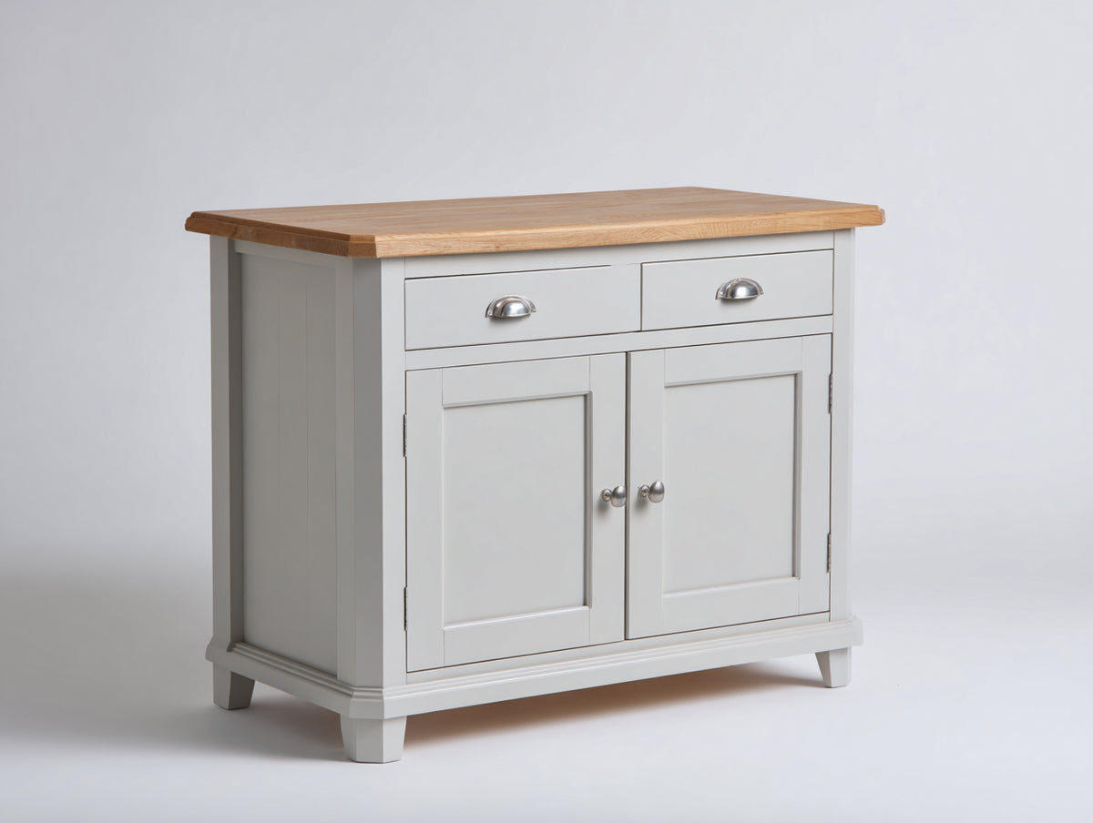 Buffet - Bois - 108 x 46 x 88 cm - Gris perle-Bois naturel - Style campagne élégante