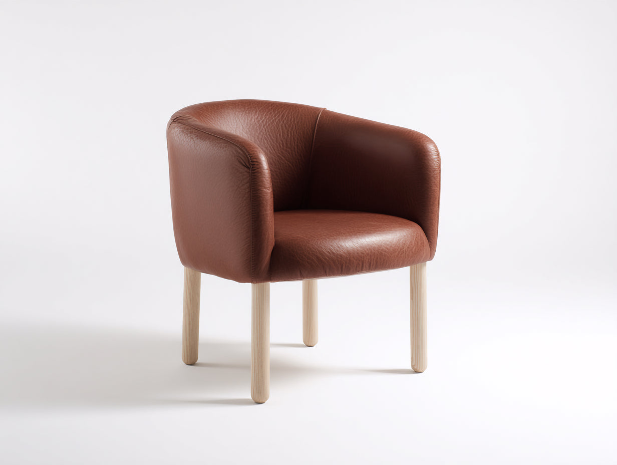 Chaise de salle à manger - Similicuir-Bois - 68 x 66 x 79 cm - Cognac-Bois naturel - Contemporain
