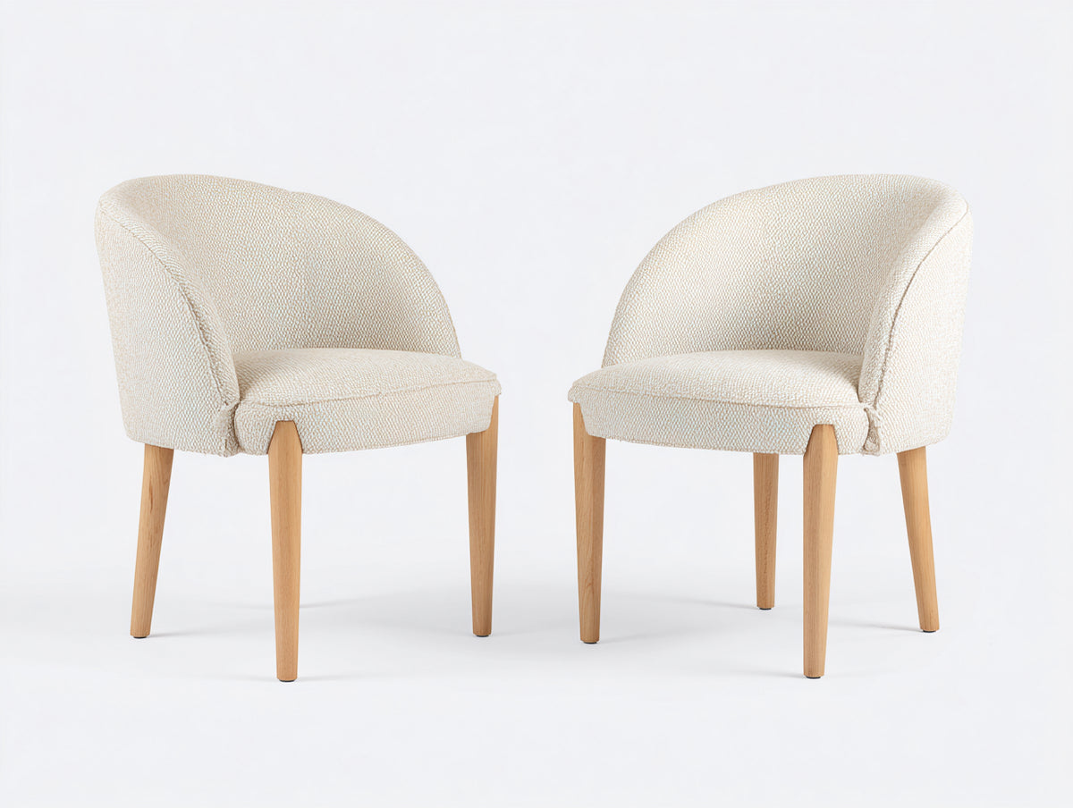 Chaise de salle à manger - Tissu-Bois - 64 x 63 x 78 cm - Crème-Bois naturel - Contemporain