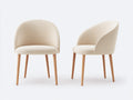 Chaise de salle à manger - Tissu-Bois - 60 x 61 x 81 cm - Ivoire-Bois naturel - Moderne