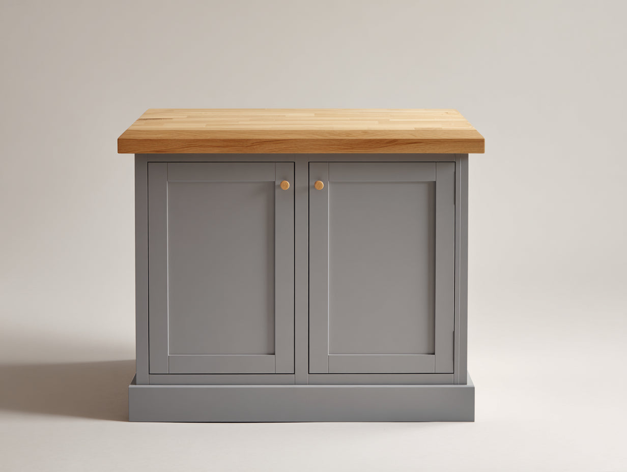 Buffet - Bois - 96 x 45 x 84 cm - Gris taupe-Bois naturel - Contemporain sobre