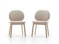 Chaise de salle à manger - Similicuir-Bois - 52 x 57 x 82 cm - Crème-Bois clair - Minimaliste