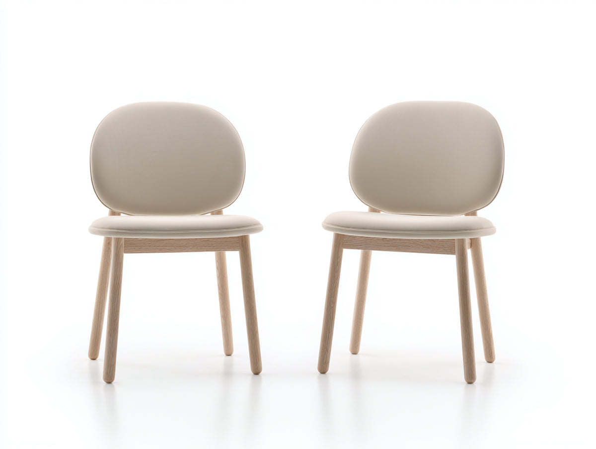 Chaise de salle à manger - Similicuir-Bois - 52 x 57 x 82 cm - Crème-Bois clair - Minimaliste