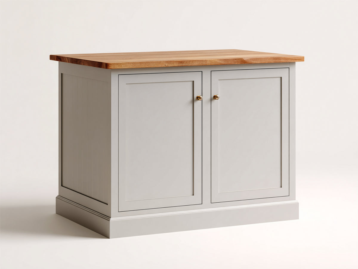 Buffet - Bois - 118 x 50 x 86 cm - Blanc cassé-Bois naturel - Style classique épuré