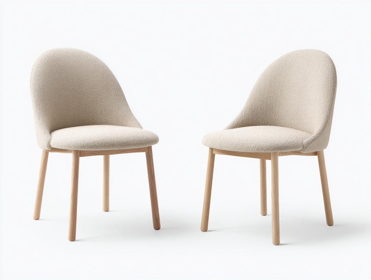 Chaise de salle à manger - Tissu-Bois - 55 x 59 x 84 cm - Beige-Bois clair - Moderne