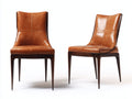 Chaise de salle à manger - Similicuir-Bois - 57 x 63 x 95 cm - Cognac-Bois foncé - Vintage