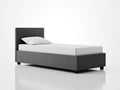 Lit simple - Tissu texturé - 208x102x100 cm - Gris anthracite-Noir - Style moderne minimaliste
