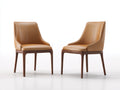 Chaise de salle à manger - Similicuir-Bois - 58 x 62 x 90 cm - Camel-Bois foncé - Néo-classique