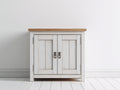 Buffet - Bois - 88 x 41 x 84 cm - Blanc vieilli-Bois naturel - Cottage traditionnel
