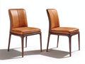 Chaise de salle à manger - Similicuir-Bois - 55 x 60 x 88 cm - Cognac-Bois foncé - Vintage