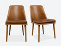 Chaise de salle à manger - Similicuir-Bois - 54 x 58 x 84 cm - Cognac-Bois brun - Minimaliste