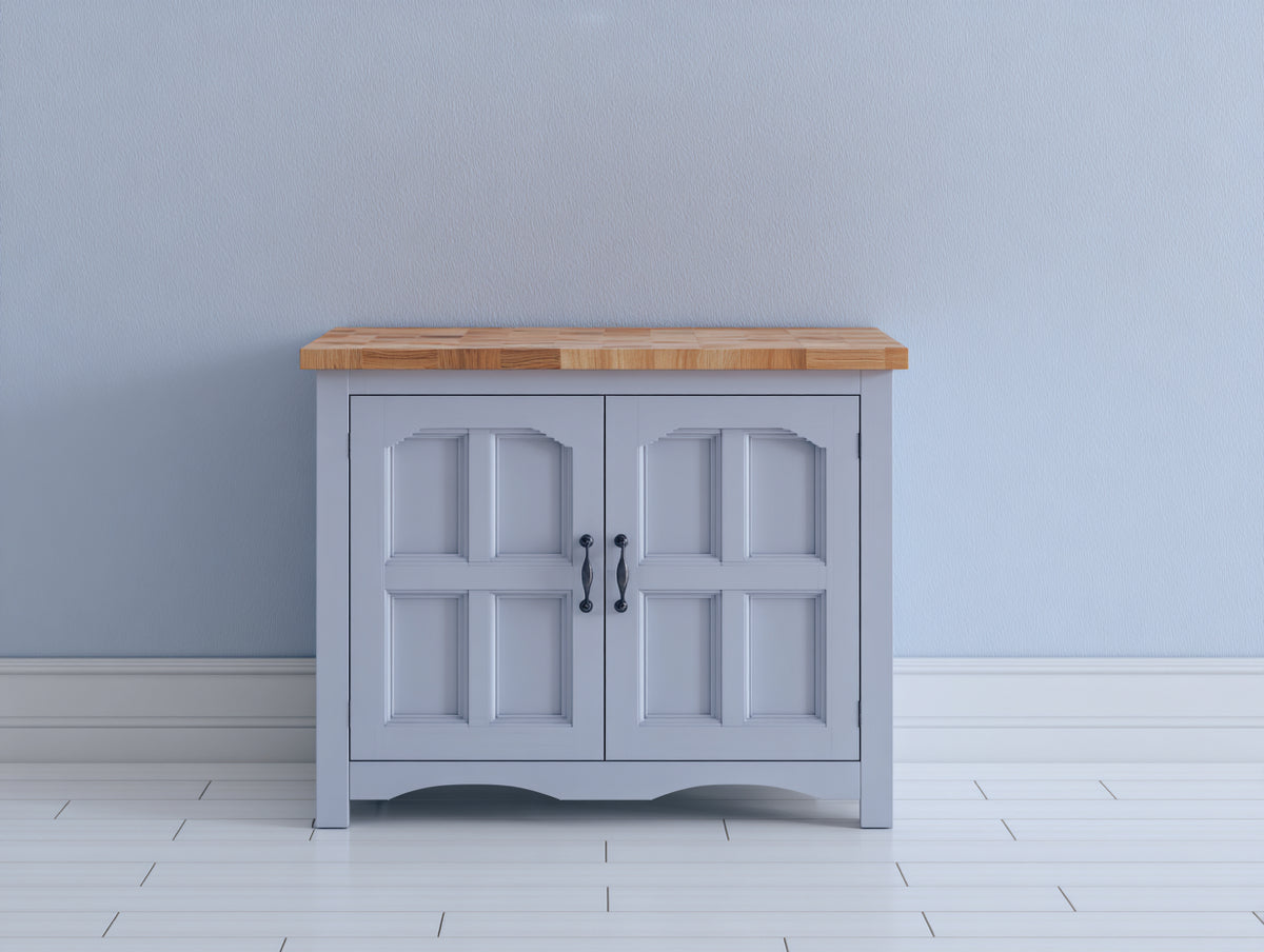 Buffet - Bois - 86 x 42 x 82 cm - Bleu gris-Bois naturel - Style maison de campagne