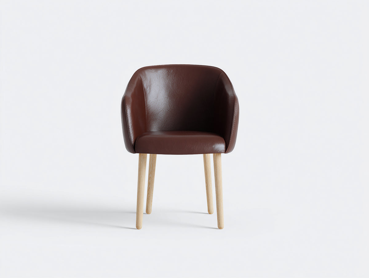 Chaise de salle à manger - Similicuir-Bois - 62 x 61 x 84 cm - Marron foncé-Bois naturel - Moderne