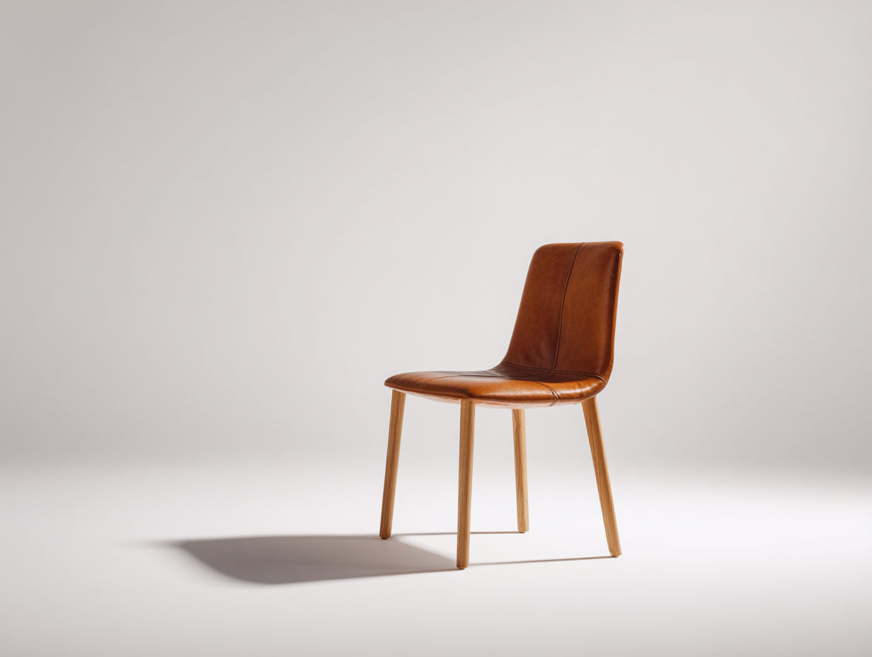 Chaise de salle à manger - Similicuir-Bois - 50 x 58 x 89 cm - Cognac-Bois naturel - Minimaliste