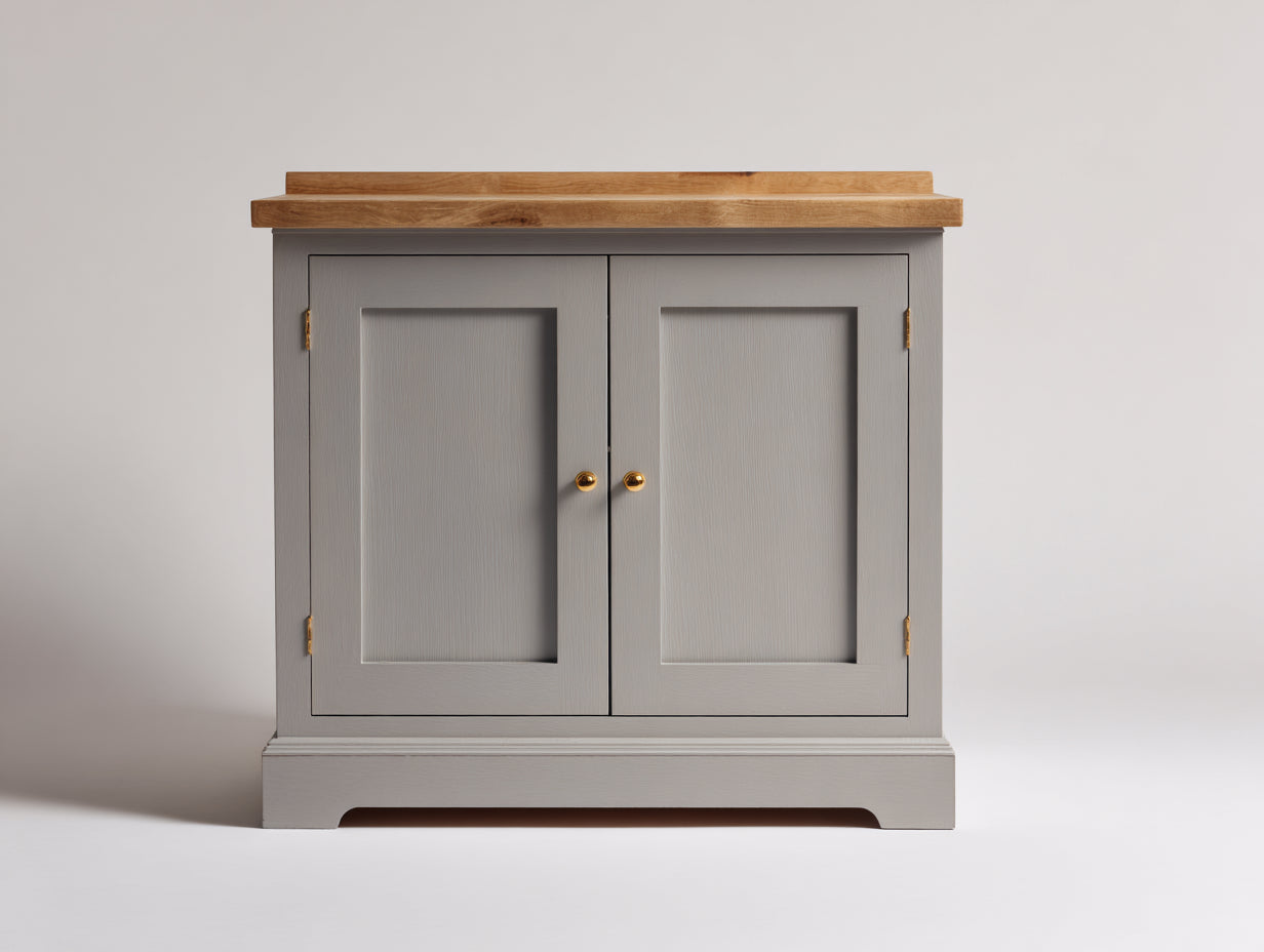 Buffet - Bois - 92 x 43 x 89 cm - Gris moyen-Bois naturel - Style traditionnel sobre