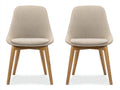 Chaise de salle à manger - Tissu-Bois - 54 x 58 x 86 cm - Beige-Chêne naturel - Scandinave