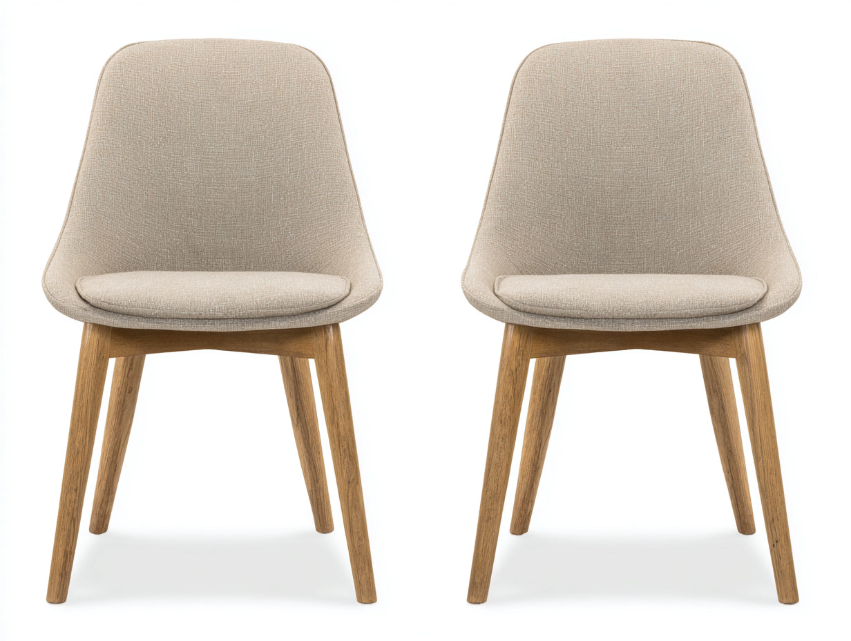 Chaise de salle à manger - Tissu-Bois - 54 x 58 x 86 cm - Beige-Chêne naturel - Scandinave