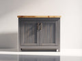 Buffet - Bois - 92 x 42 x 85 cm - Gris anthracite-Bois naturel - Rustique contemporain