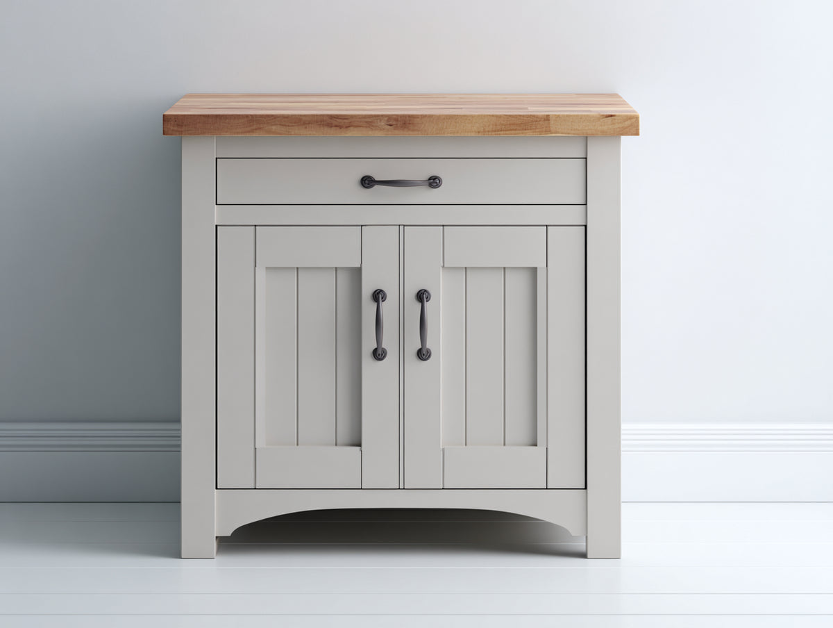 Buffet - Bois - 94 x 43 x 87 cm - Gris perle-Bois naturel - Maison de campagne