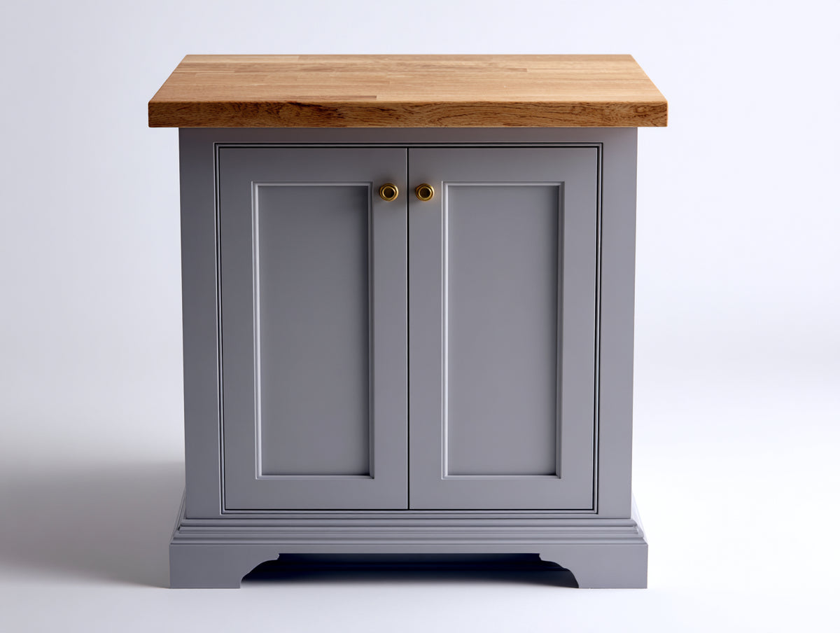Buffet - Bois - 80 x 41 x 86 cm - Gris ardoise-Bois naturel - Style classique contemporain