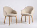 Chaise de salle à manger - Tissu-Bois - 64 x 62 x 80 cm - Crème-Bois naturel - Contemporain