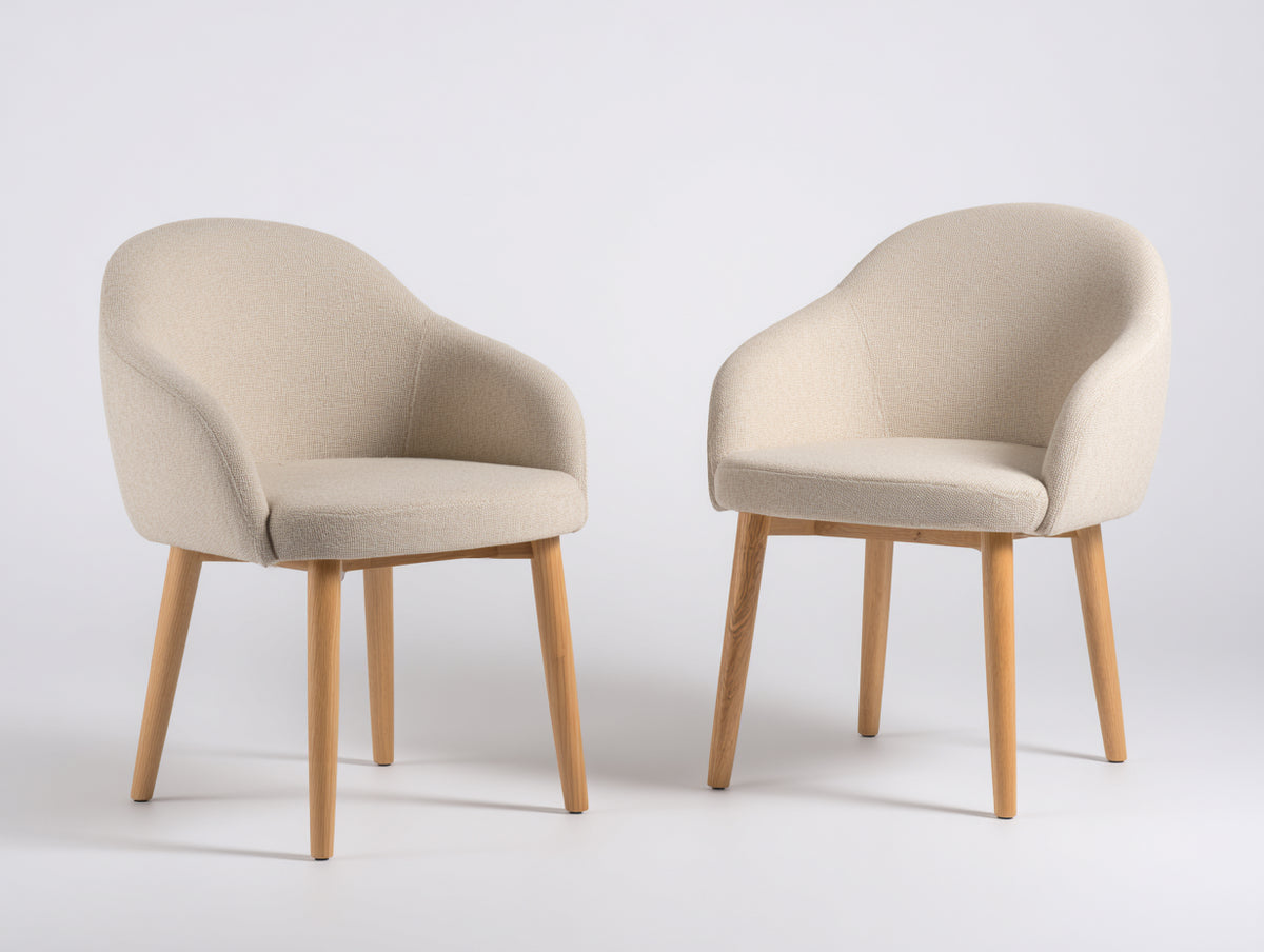 Chaise de salle à manger - Tissu-Bois - 64 x 62 x 80 cm - Crème-Bois naturel - Contemporain