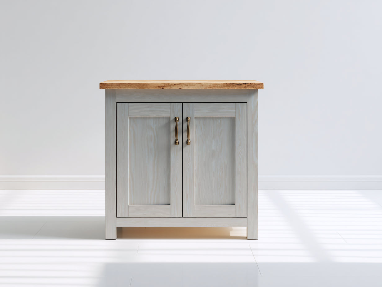 Buffet - Bois - 83 x 40 x 84 cm - Gris clair-Bois naturel - Scandinave rustique
